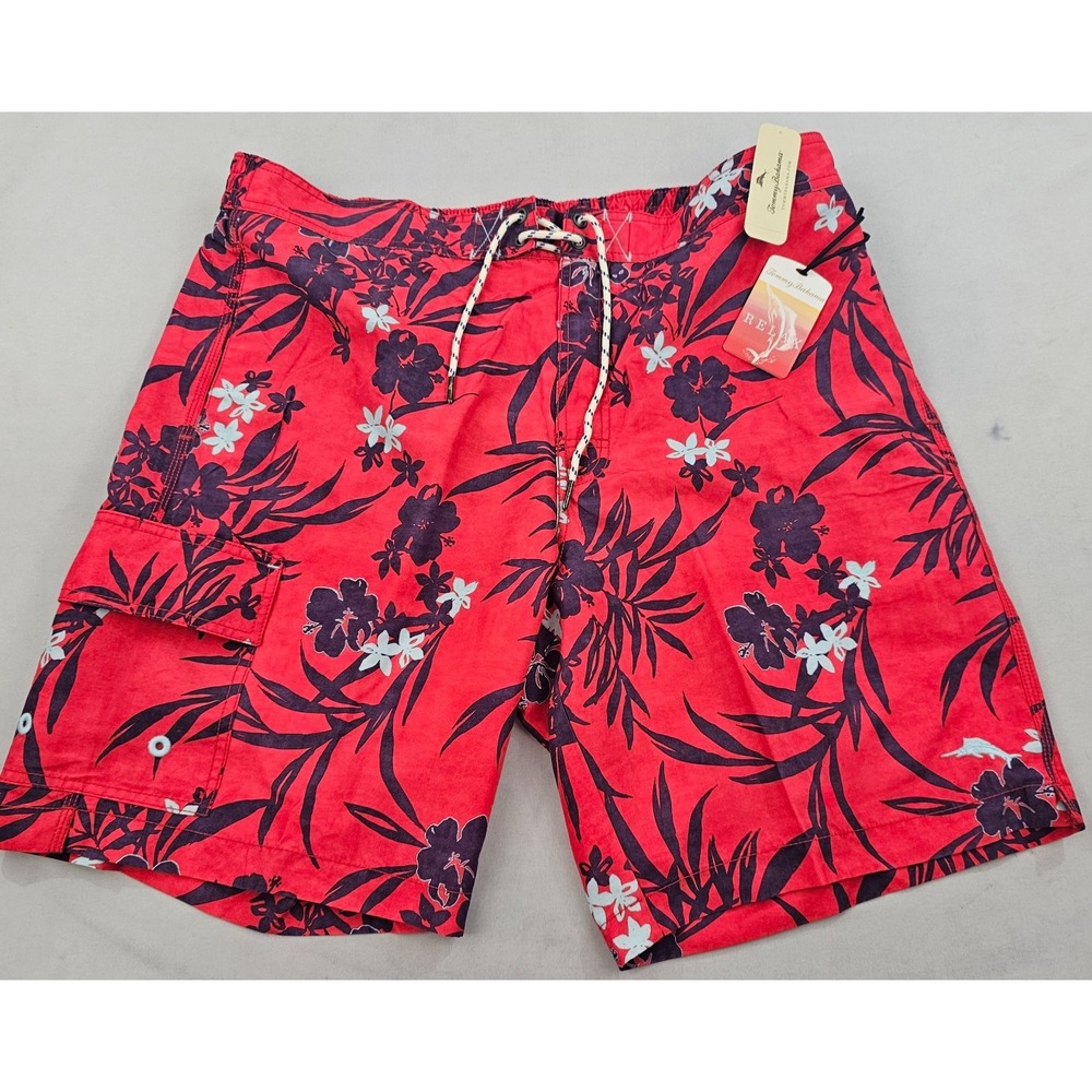 Tommy Bahama Relax trunks swimwear mens XXL 2XL pockets red ATR914571 floral